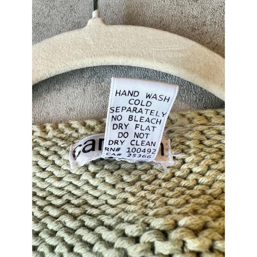 Caravan Sage Green 100% Cotton Chunky Knit Button Front Cardigan Sweater XS/S - Picture 4 of 7